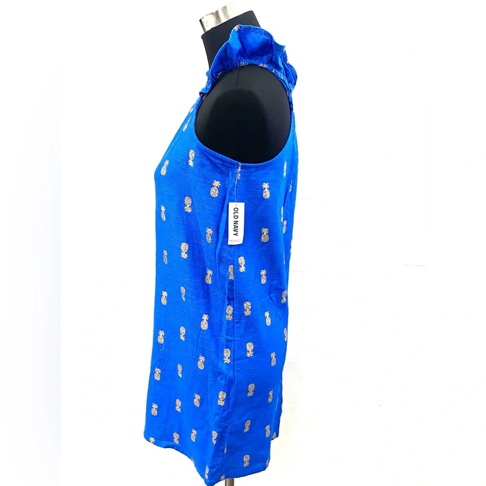 Old Navy Youth Girls Royal Blue/Gold Pineapple A-Line Dress NWT